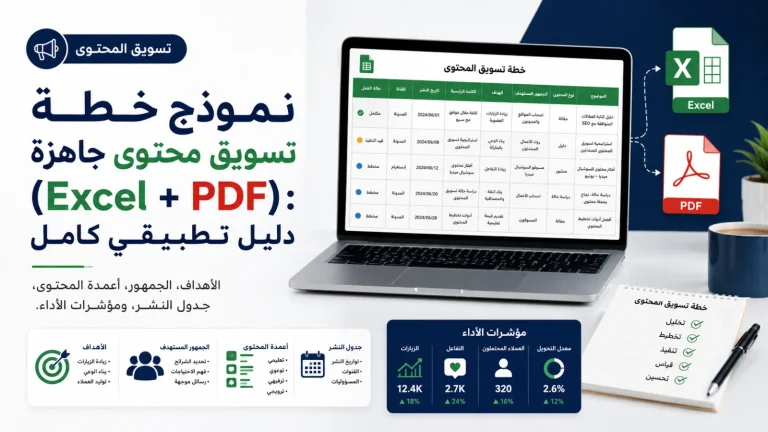 نموذج خطة تسويق محتوى جاهزة (Excel + PDF): دليل تطبيقي كامل