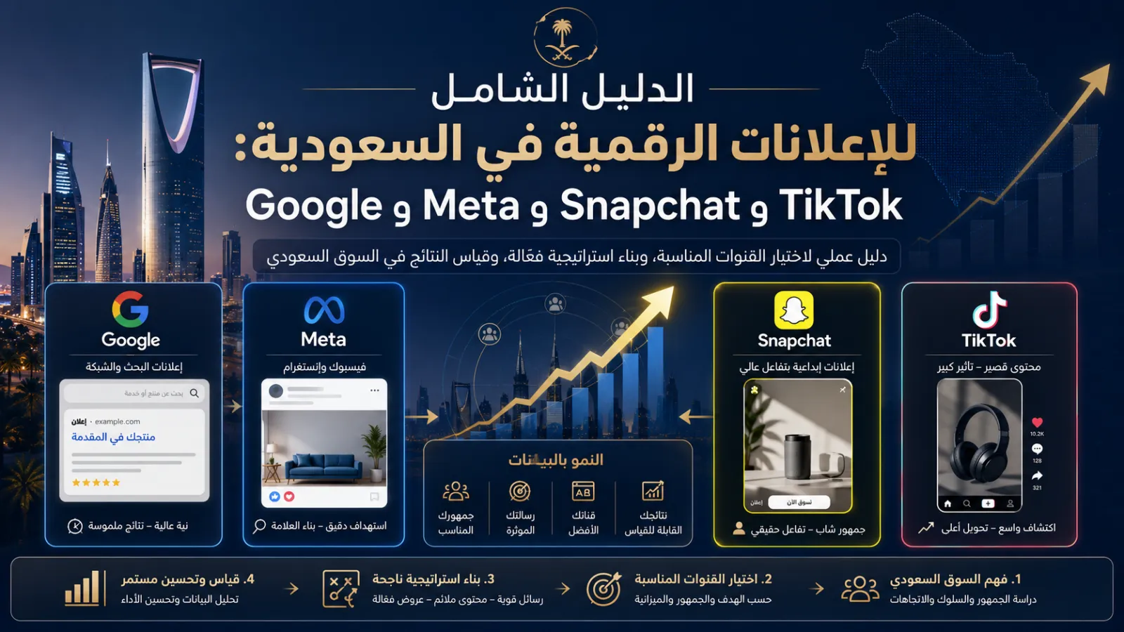 الدليل الشامل للإعلانات الرقمية في السعودية: Google وMeta وSnapchat وTikTok
