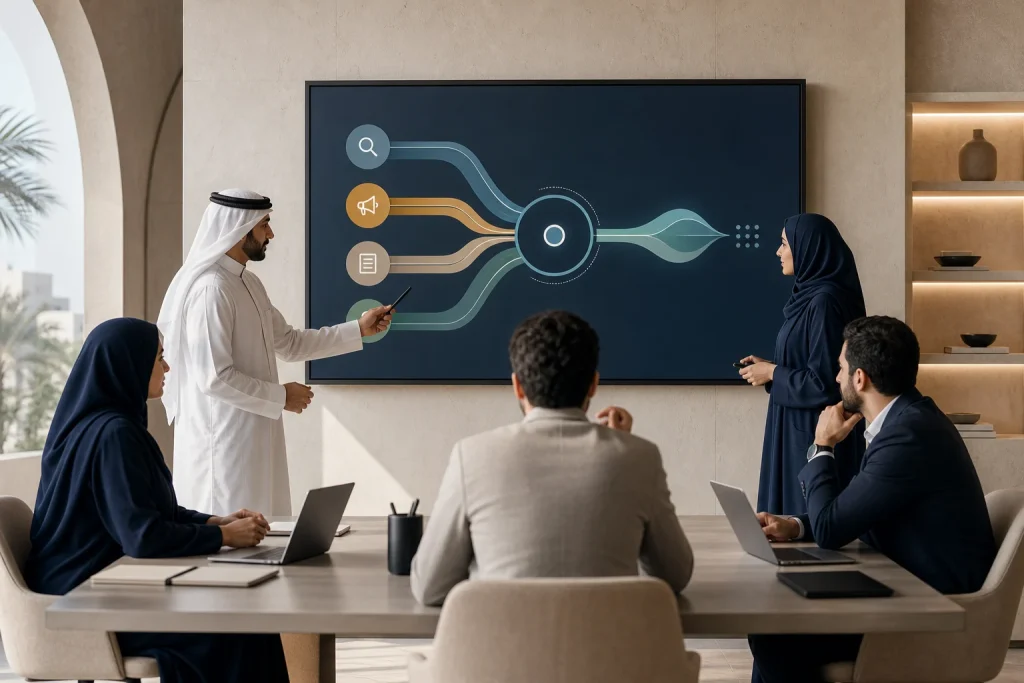 كيف تبني نظام نمو يجمع SEO والإعلانات والمحتوى والمبيعات؟
