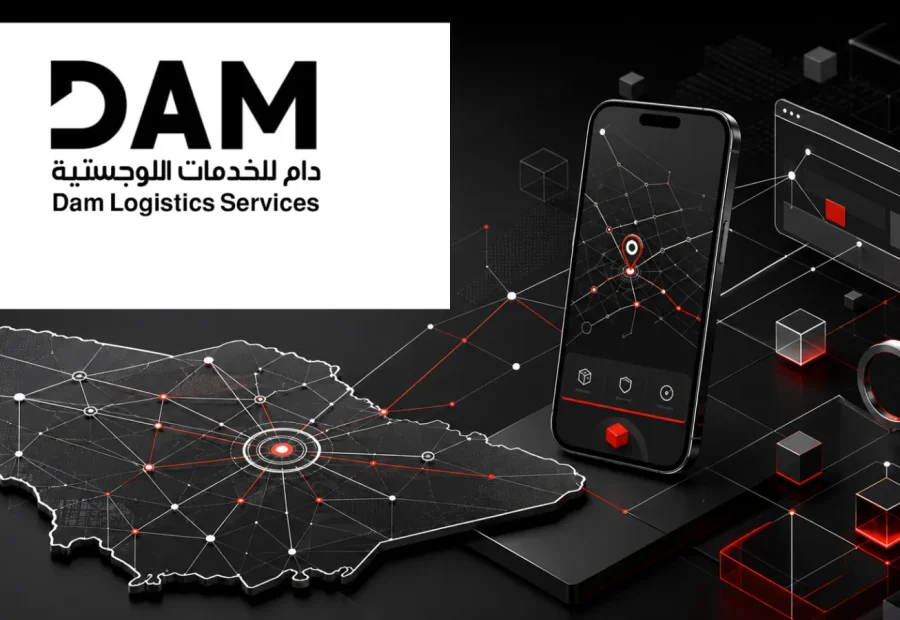 تصميم توضيحي لتسويق تطبيق DAM للخدمات اللوجستية في السعودية